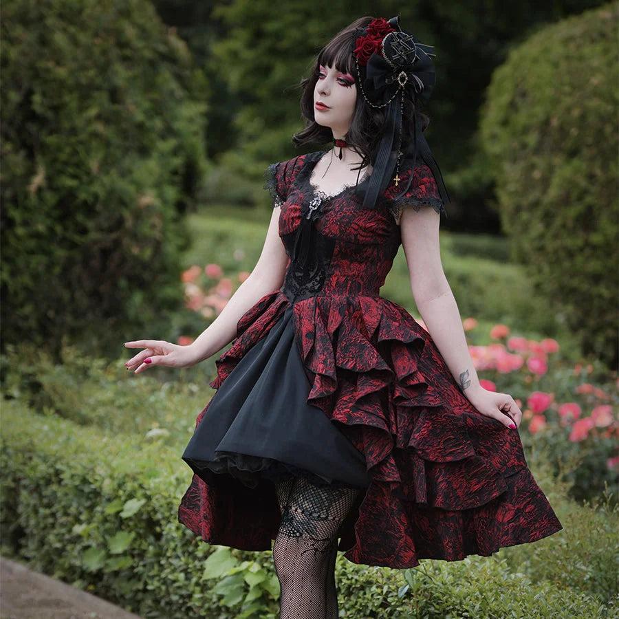 Gothic Off Shoulder Wave Dress Summer S22012, S / Dress Gothic Off Shoulder Wave Dress Summer S22012, S / Dress