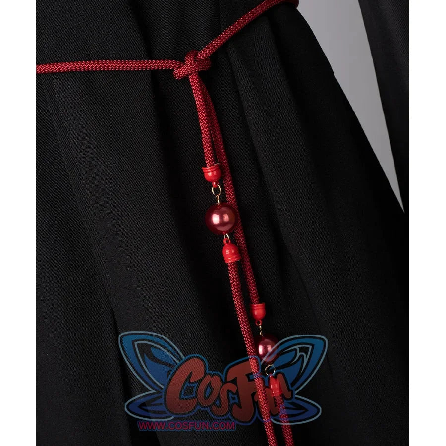 Saja Boys Cosplay Costume&#39; waist ornament is red in color, the strings and beads are connected by metal rings.