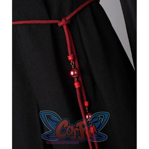 Saja Boys Cosplay Costume' waist ornament is red in color, the strings and beads are connected by metal rings.