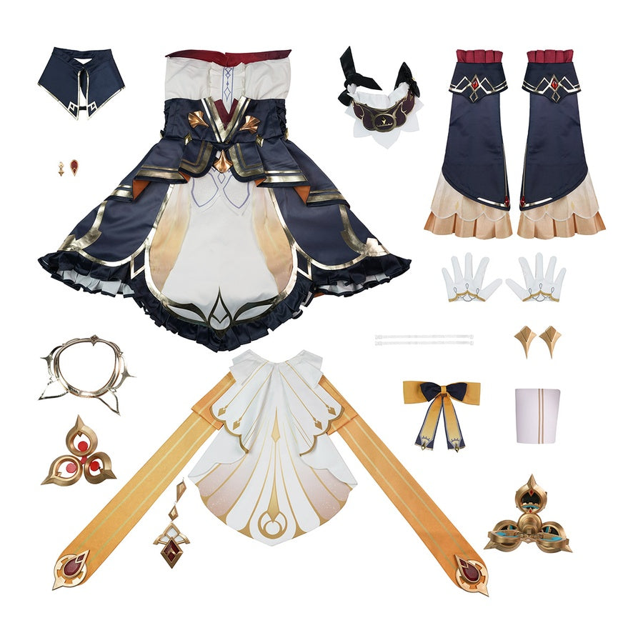 Sandrone cosplay costume complete set showing all included pieces