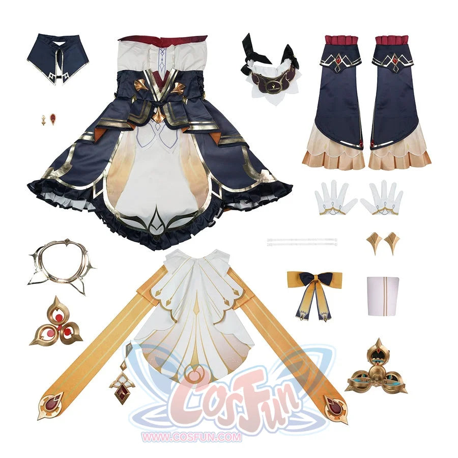 Sandrone cosplay costume complete set showing all included pieces