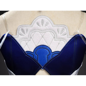 Seele cosplay back upper white quilted embossed decorative panel with intricate blue collar detail