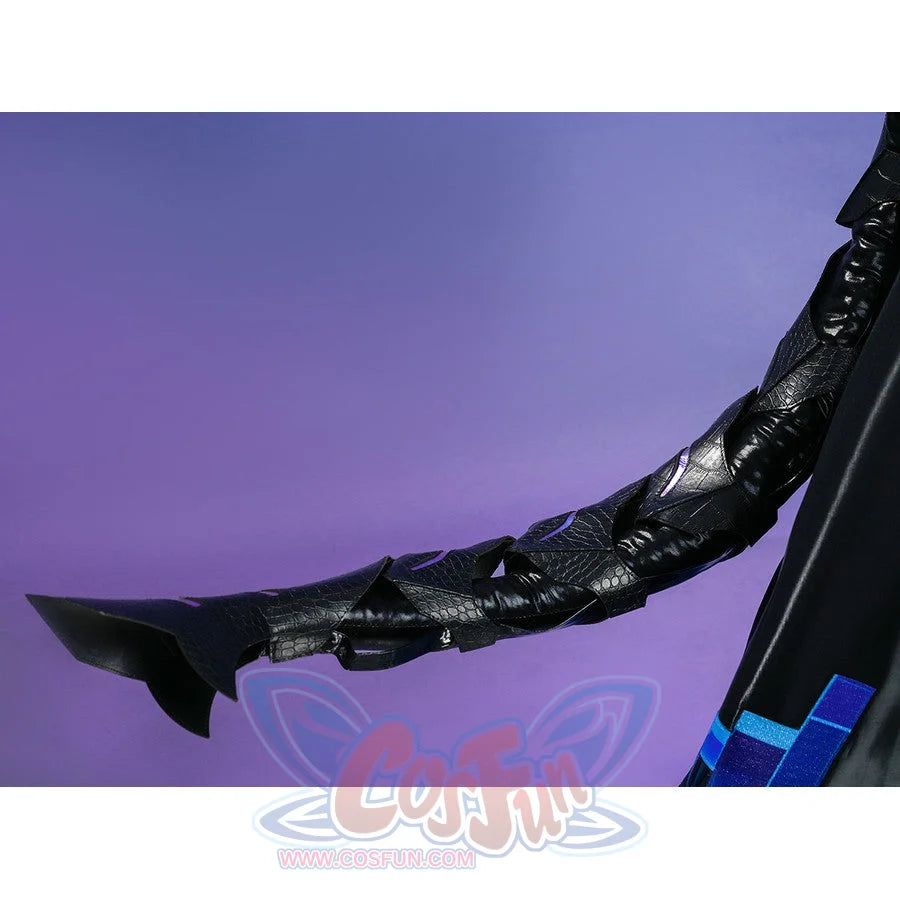Honkai: Star Rail Silver Wolf cosplay tail in black with blue accents, full-view product display