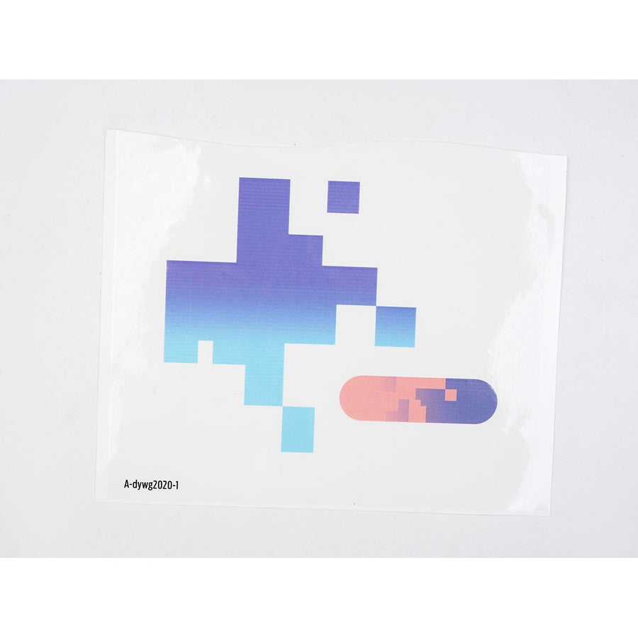 Silver Wolf cosplay included temporary tattoo sheet with pixelated blue and pink digital-style designs