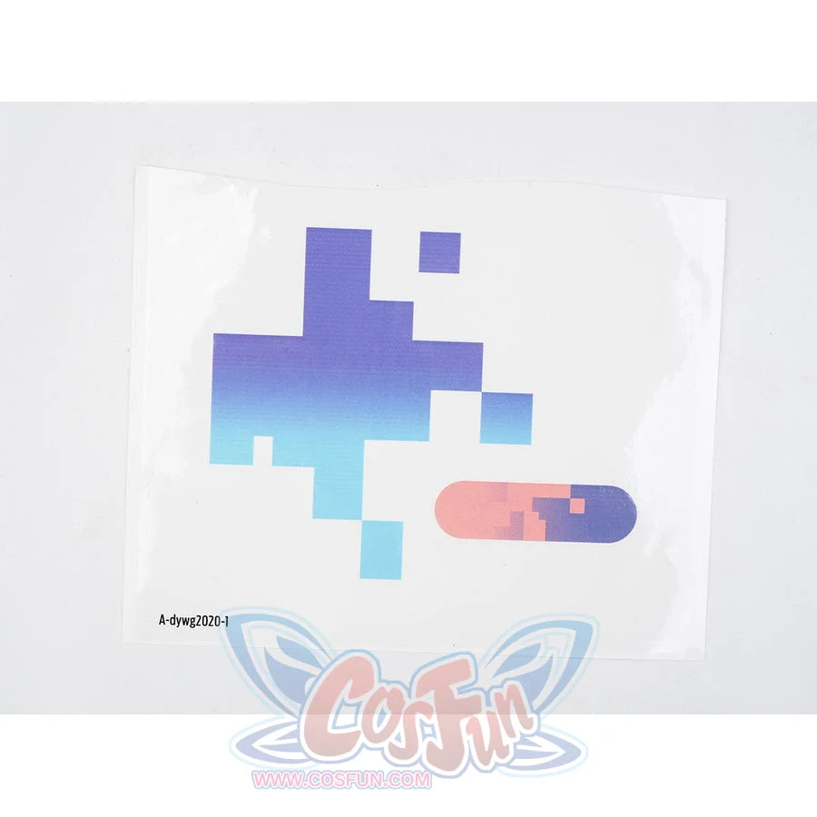Silver Wolf cosplay included temporary tattoo sheet with pixelated blue and pink digital-style designs