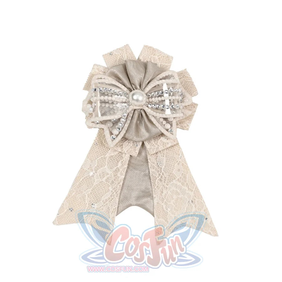 Crystal Fishbone Corset elegant bow brooch accessory featuring pearl centerpiece and rhinestone detail