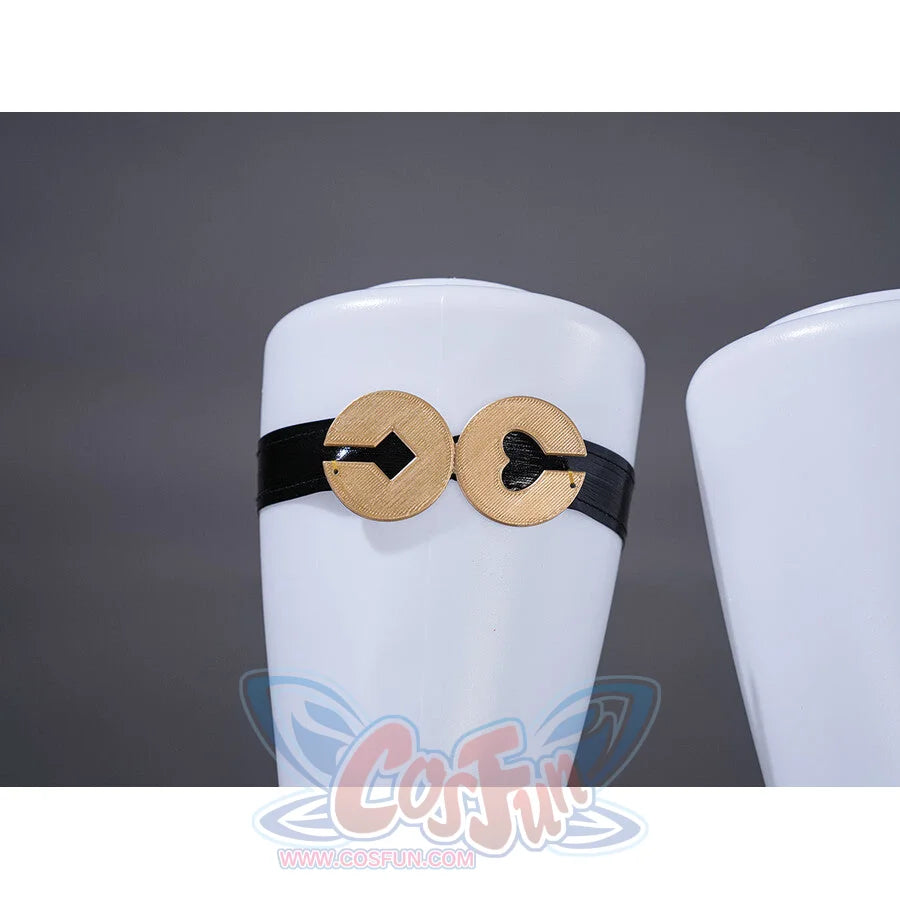Sparxie cosplay costume white thigh-high stockings with black garter strap and gold card suit buckle accessories