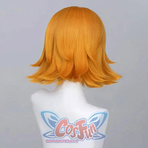 Back view of Squirrel Girl cosplay wig, showing layered golden hair texture