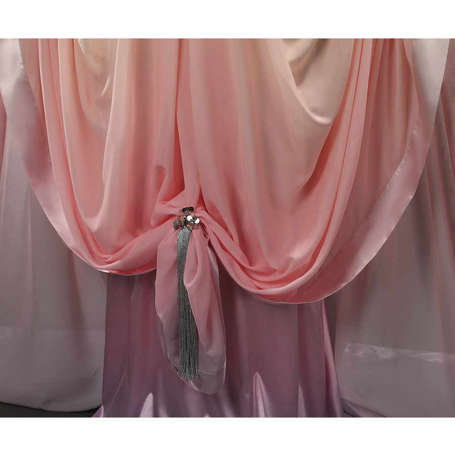 Star Wars: Episode 2 Padmé Amidala Cosplay Costume, the front accessory is silver flowers and tassels.