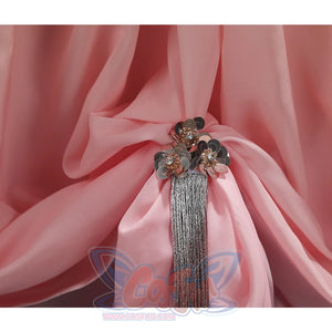 Star Wars: Episode 2 Padmé Amidala Cosplay Costume, the front accessory is silver sequins flowers and tassels.
