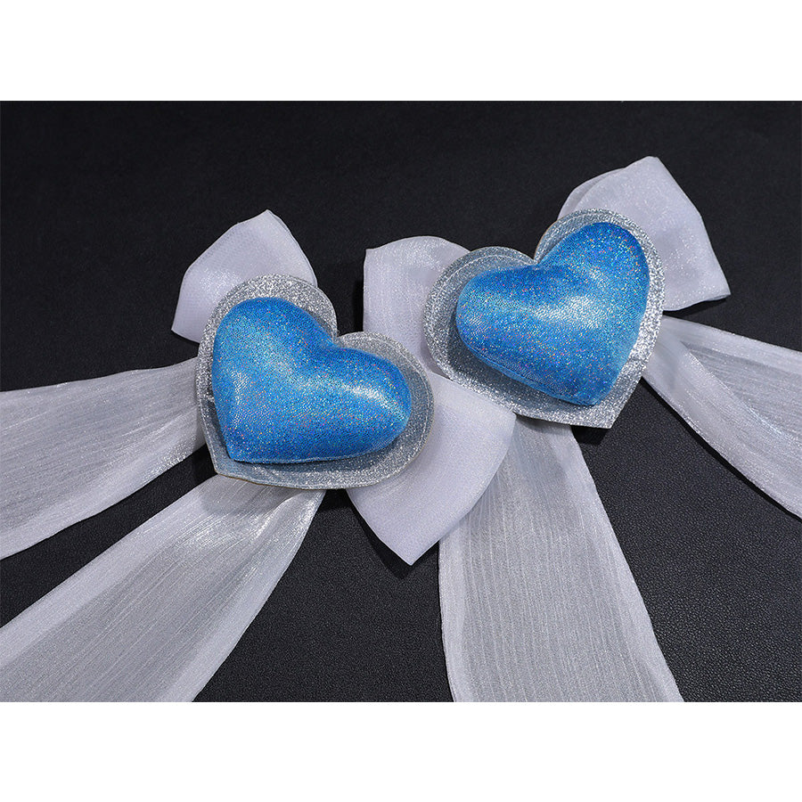 Stocking Cosplay Costume blue heart-shaped gems with white bow decorations