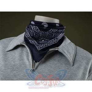 Headscarf: Eleven Cosplay Costume dark blue paisley headscarf.