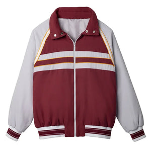 Stranger Things Will Byers Cosplay Costume, grey and red Jacket, two horizontal stripes on the chest
