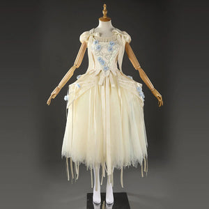 Enid Sinclair cosplay costume cream evening dress with floral embroidery and tulle details