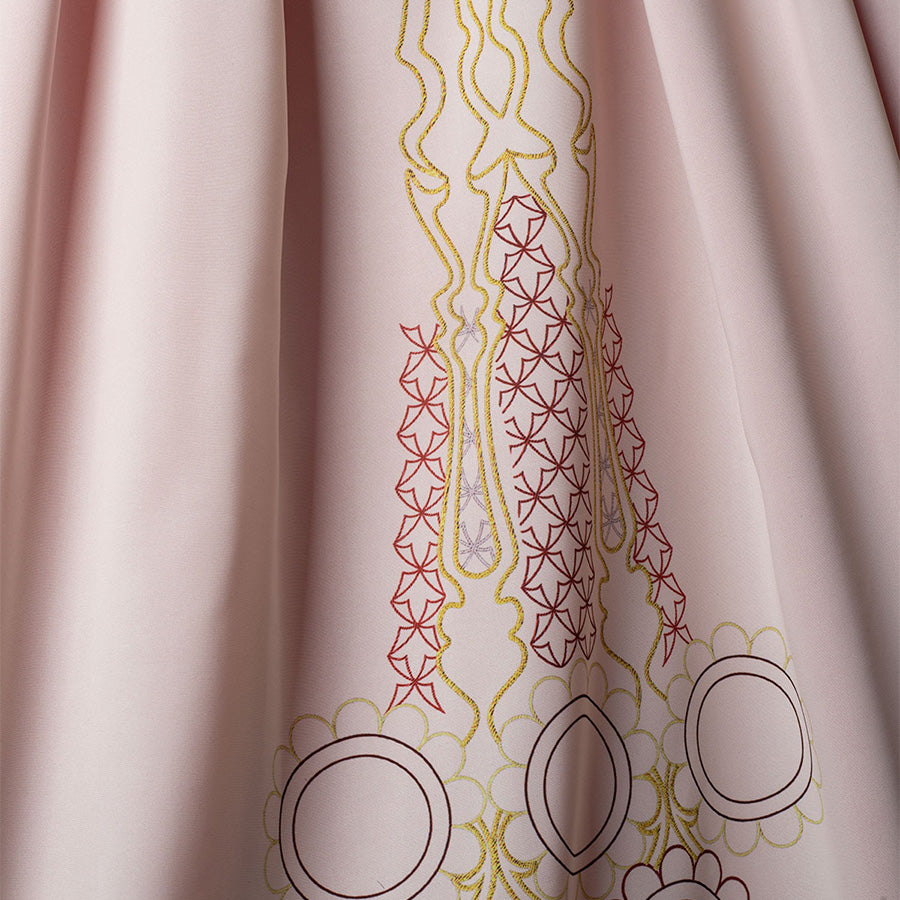 Princess Leia cosplay costume cloak fabric with star embroidery and golden geometric line patterns