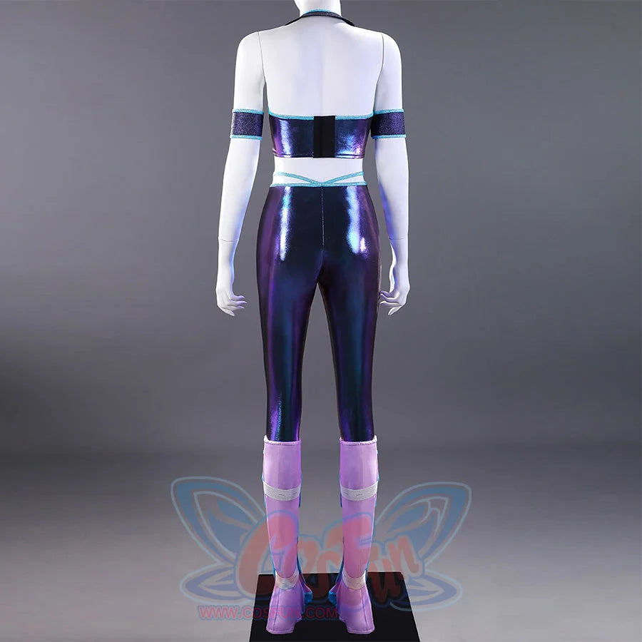 Tecna cosplay costume with sequin bustier and pants, front view