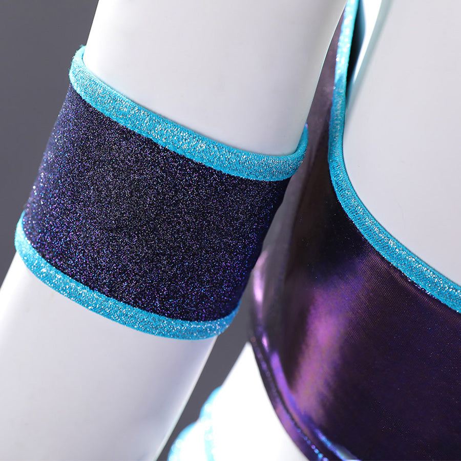 Tecna cosplay costume featuring detailed leg guards