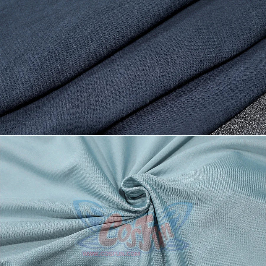 Blue fabric materials used for Jester Lavorre cosplay costume
