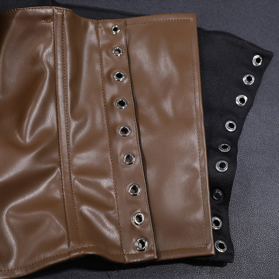 Brown leather corset belt detail from Jester Lavorre cosplay costume