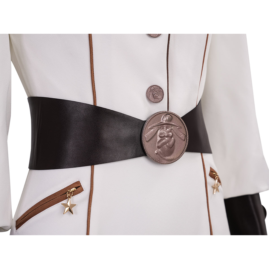 The Boys Vought Rising Private Angel Cosplay Costume, black belt with bronze metal buttons.