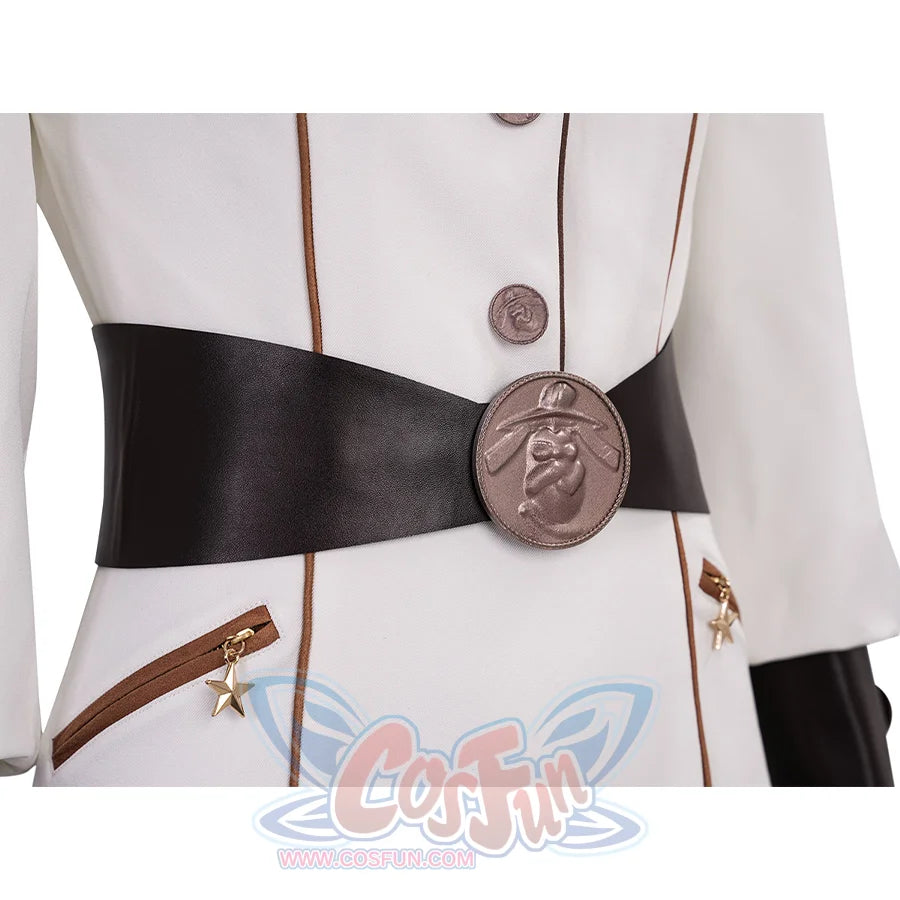 The Boys Vought Rising Private Angel Cosplay Costume, black belt with bronze metal buttons.