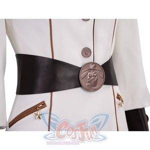The Boys Vought Rising Private Angel Cosplay Costume, black belt with bronze metal buttons.