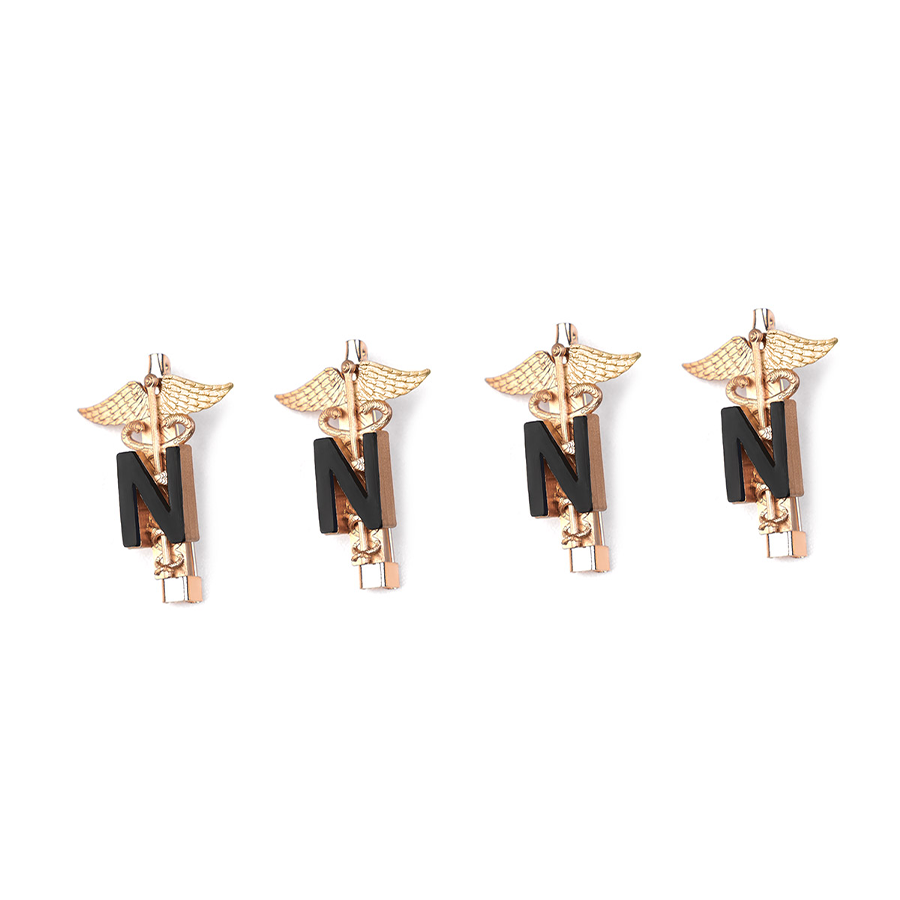 The Boys Vought Rising Private Angel Cosplay Costume, four gold and black metal brooches.