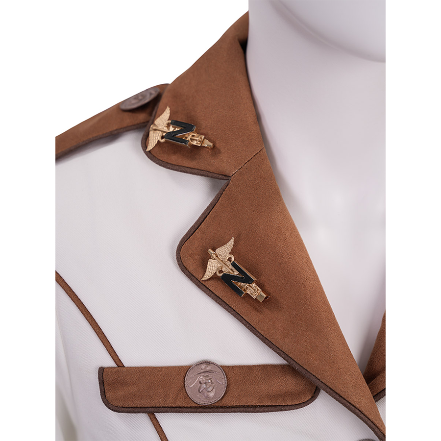 The Boys Vought Rising Private Angel Cosplay Costume, the collar is brown, decorated with brooches.