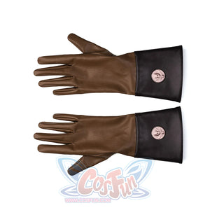The Boys Vought Rising Private Angel Cosplay Costume, black and brown gloves are decorated with metal badge.