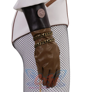 The Boys Vought Rising Private Angel Cosplay Costume, black and brown gloves with two chain bracelets.