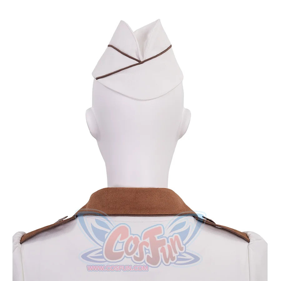 The Boys Vought Rising Private Angel Cosplay Costume, the hat has a brown piping strips.