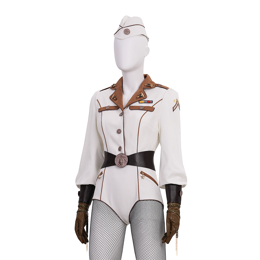 The Boys Vought Rising Private Angel Cosplay Costume, white jumpsuit with brown collar.