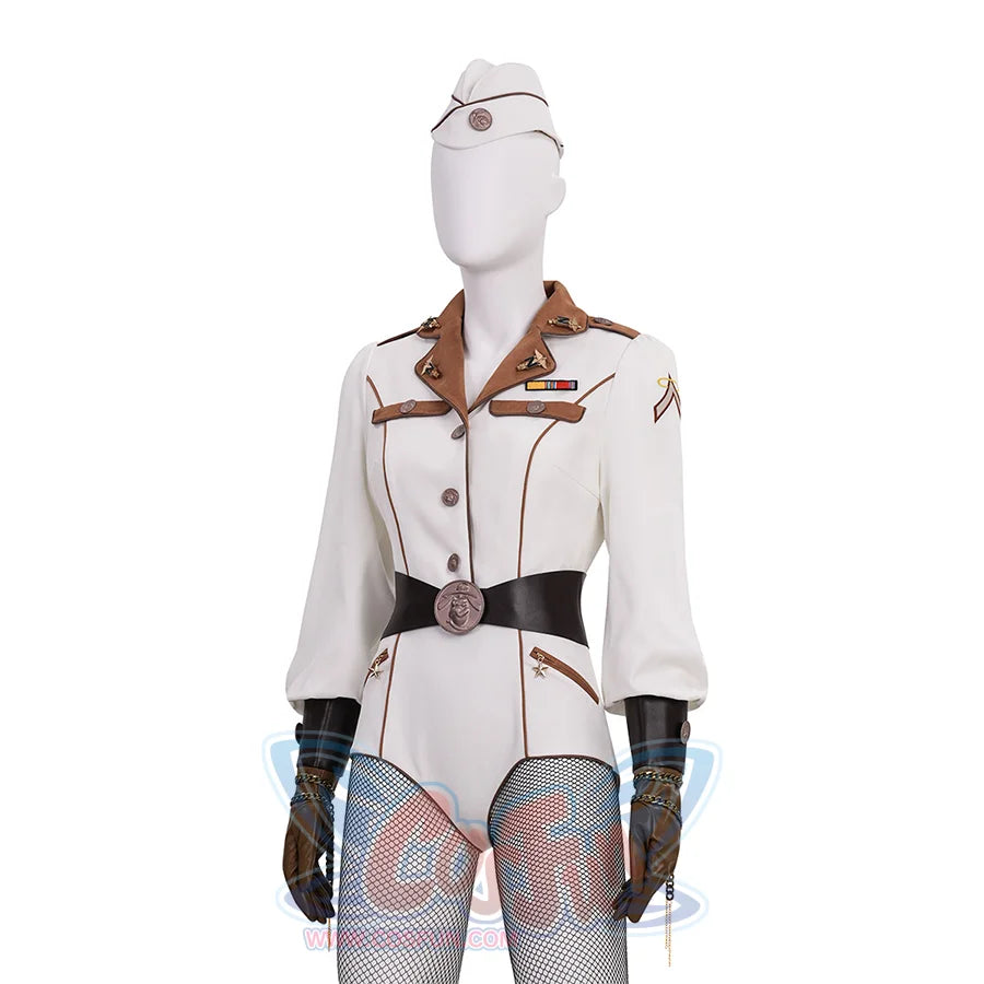 The Boys Vought Rising Private Angel Cosplay Costume, white jumpsuit with brown collar.