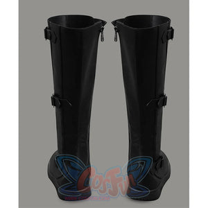 The Fantastic Four cosplay boots back view with multiple buckle straps for authentic superhero look
