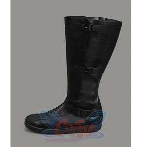 The Fantastic Four cosplay boots side view showing buckle straps and detailed costume design