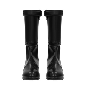 The Fantastic Four: First Steps Invisible Woman Susan Storm Cosplay boots'front view, made by PU leather, high-top shoes, There is a zipper on the inside of the shoe.