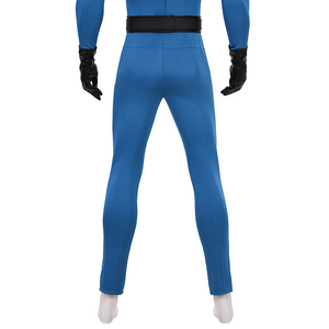 The Fantastic Four :First Steps Mr.Fantastic Human Torch The Thing Cosplay Costume‘ back of the lower body with blue fabric, black belt and black PU gloves.