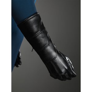 The Fantastic Four cosplay suit gloves zipper detail with black leather finish and stitching