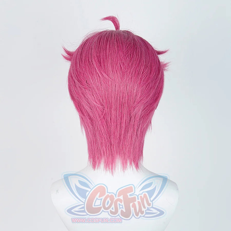 The Saja Boys Abby Cosplay wig, curly hair with long sideburns, back view