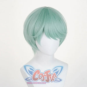 The Saja Boys Baby Cosplay wig, light green short wig, the overall shape is simple and neat, left side view