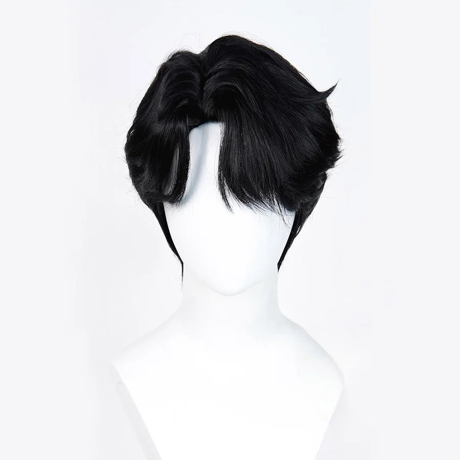 The Saja Boys Jinu Cosplay Wig, black short hair, middle-parted bangs, the overall sense of hierarchy