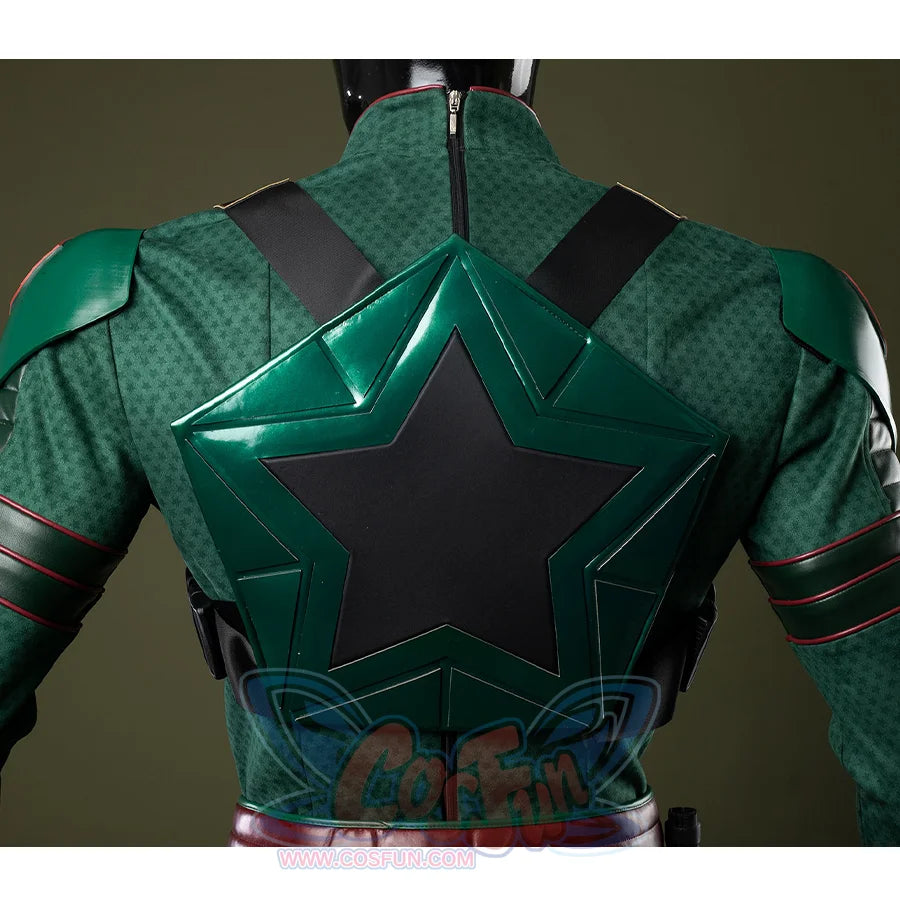 Soldier Boy Benjamin Cosplay Costume, dark green chestplate,back view.