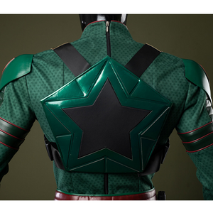 Soldier Boy Benjamin Cosplay Costume, dark green chestplate,back view.