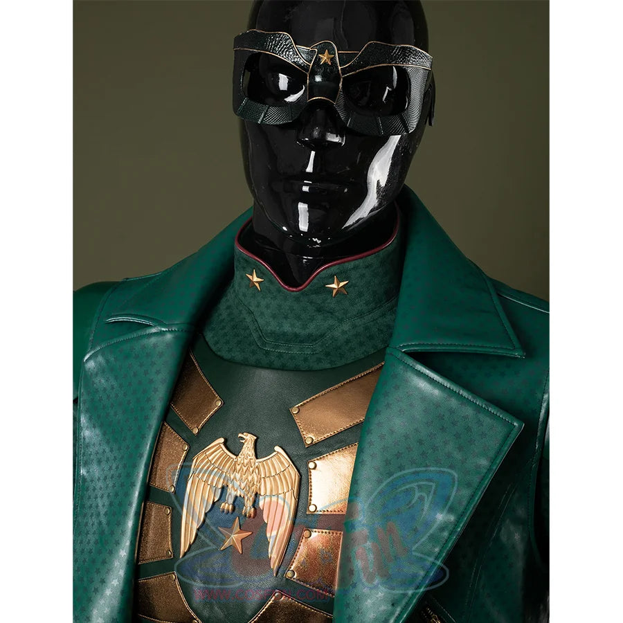 The coat features a suit-style lapel, while the inner garment has a stand-up collar.