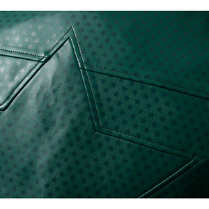 Back view of the coat, showing star-patterned textures and large star pattern.