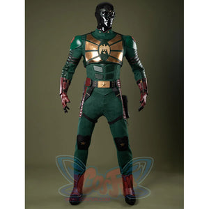 Soldier Boy Benjamin Cosplay Costume, metallic chestplate and belt both in  bronze-gold hue.