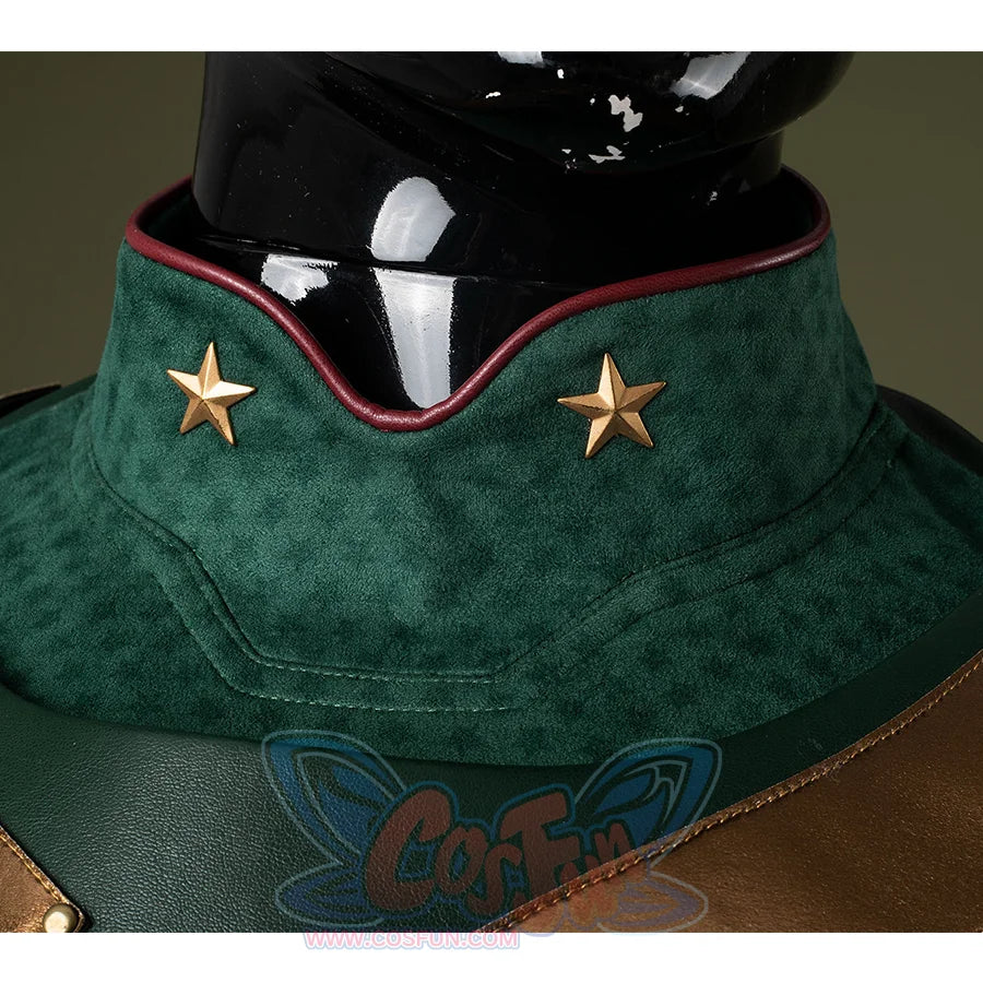 The inner garment has a stand-up collar with golden star-patterned decoration.