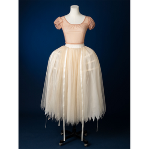 Enid Sinclair Gala dress inner suit with peach puff sleeve top, cream tulle underskirt, layered ballet-style petticoat