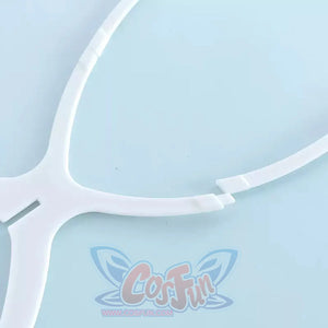 Close-up of white wig rack head connector joint detail