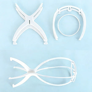 White detachable wig stand parts laid flat showing disassembled components